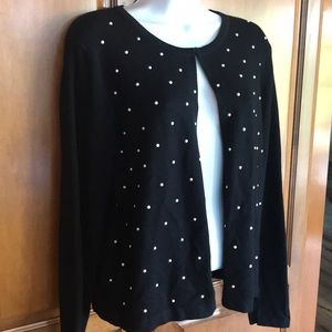 CHRISTINA Cardigan Sweater Black w/ Pearl Embellishments Size M Excellent Cond!